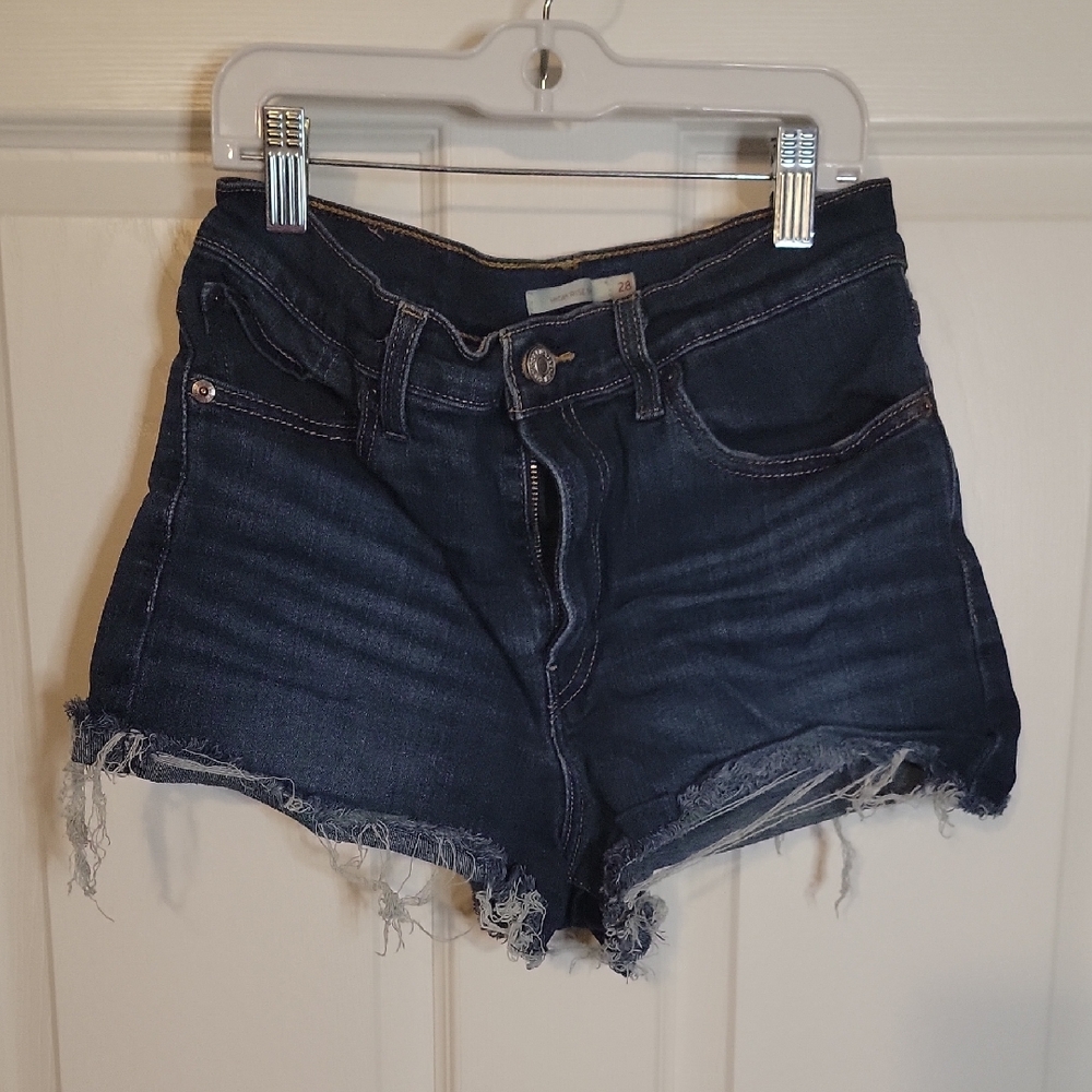 American Eagle Outfitters Navy Frayed Jean Shorts